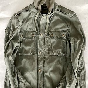 Military Inspired Jacket with Hood